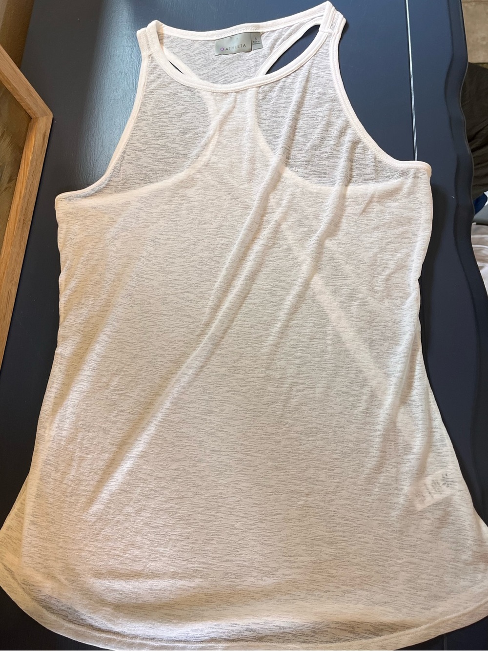 Athleta White Slub Knit Racerback Tank Top S Workout Yoga Athleisure
